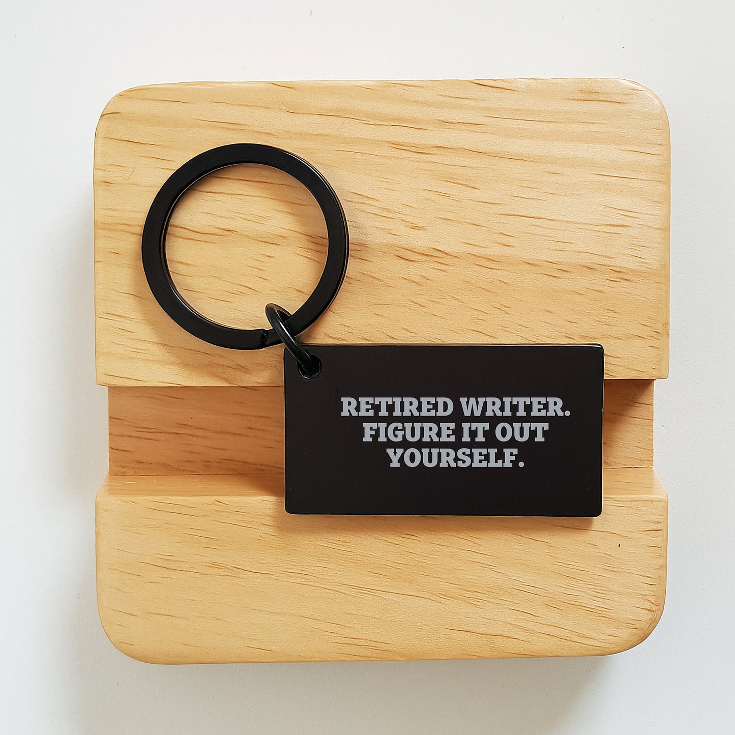 Writer's Humor Keychain, Retired Writer Figure It Out Yourself Engraved Keychain, Birthday Unique Gifts from Friends, Perfect for Writer's Cafe or Office - Image 2