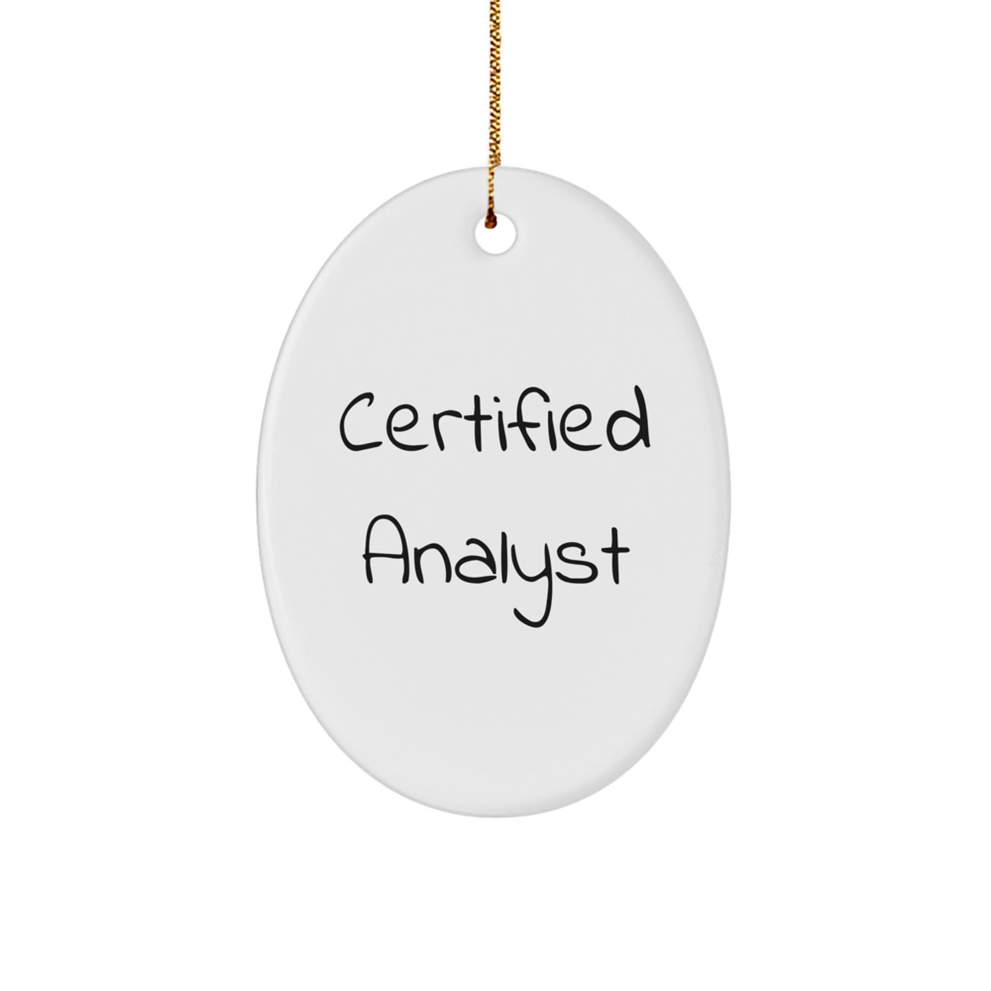 Christmas Unique Gifts from Loved Ones for Certified Analysts, Oval Ornament 'May the Data Be With You' - White, Durable MDF, High-Gloss Finish - Image 1
