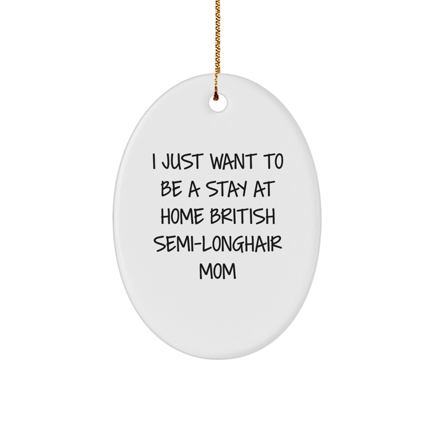 British Semi-Longhair Cat Mom Oval Ornament Gifts from Friends, Christmas Unique Presents for Her - Image 1
