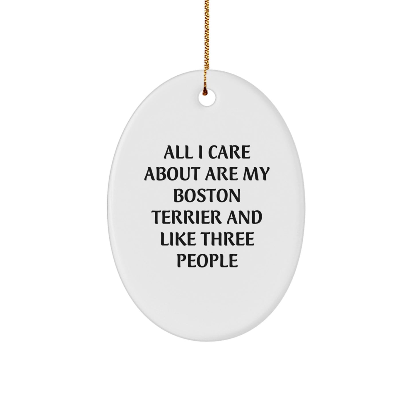 Boston Terrier Dog Lover Gifts from Family - Oval Ornament for Men, Women, and Friends, Funny Quote, White, 3.25" Tall, Christmas Unique Gifts - Image 1