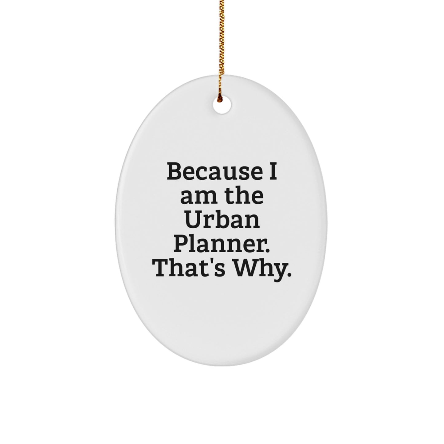 Unique Urban Planner Oval Ornament Gifts from Men to Friends - Because I Am The Urban Planner That's Why, Oval Shaped Home Decor - Image 1