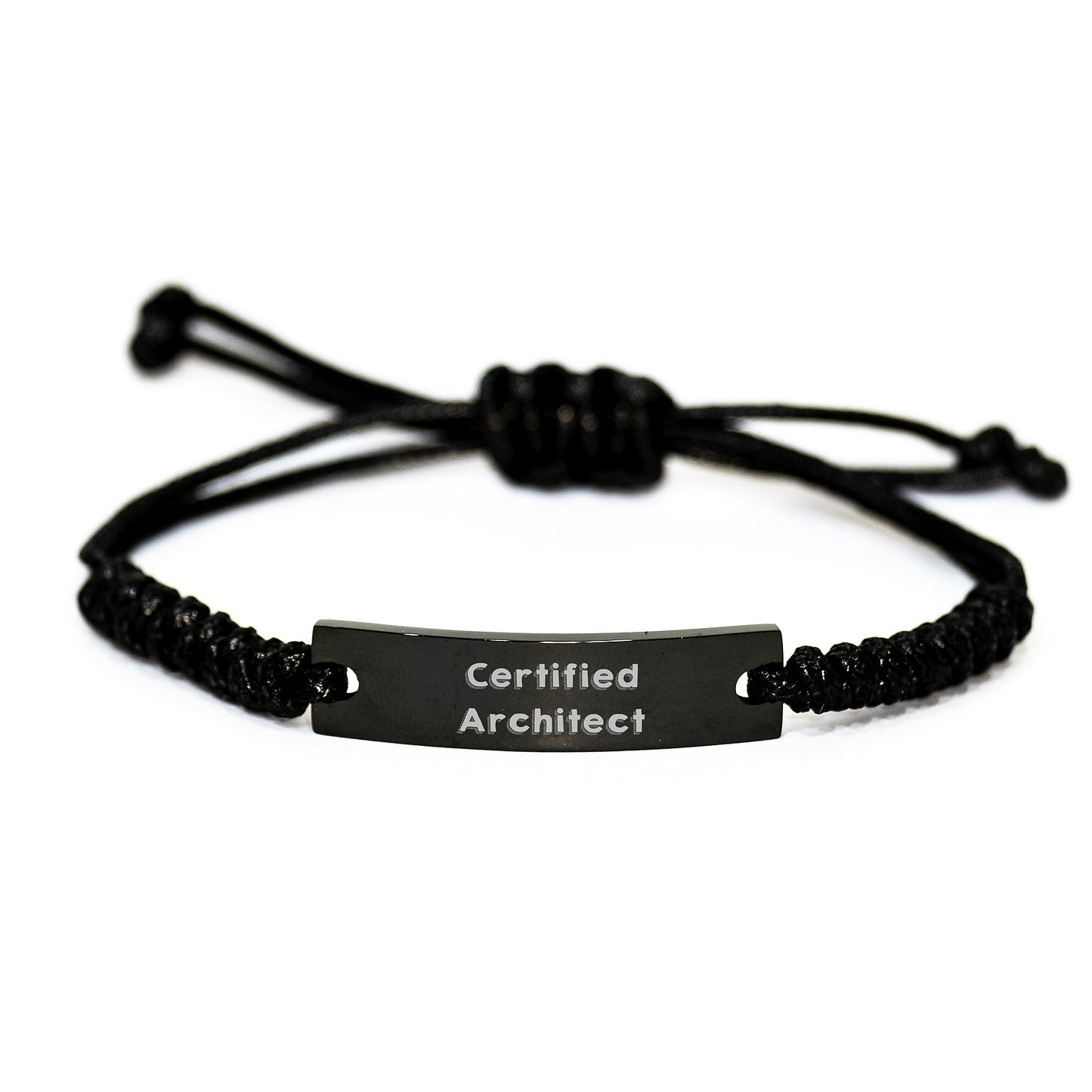 Architect Gifts from Men to Friends - Inspirational Quote Rope Bracelet for Certified Architects on Graduation - Adjustable Black Stainless Steel with Interlaced Rope - Image 1