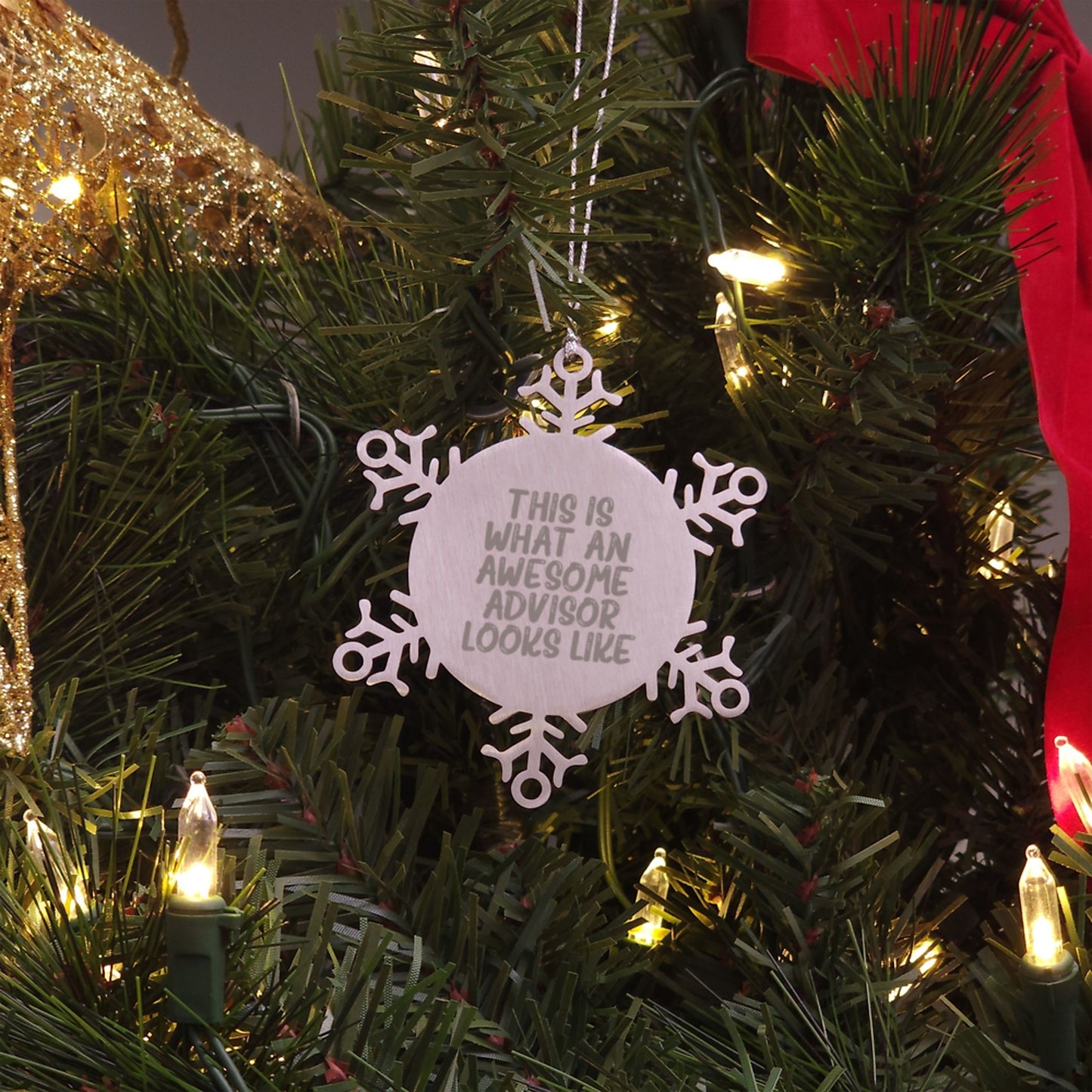 'This Is What An Awesome Advisor Looks Like' Snowflake Ornament, Gifts from Friends to Advisors, Christmas Unique Gifts for Men, Women, Family, and Coworkers - Image 3