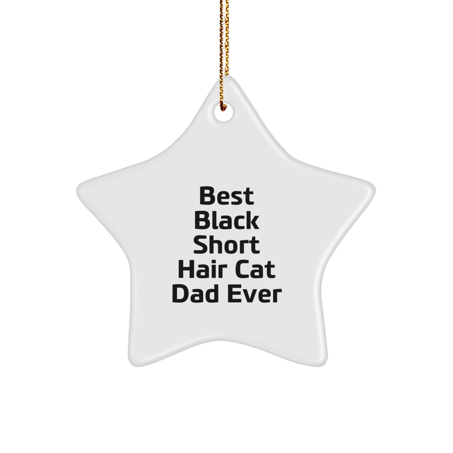 Black Short Hair Cat Dad Ever Star Ornament Gifts from Family for Christmas - Image 1