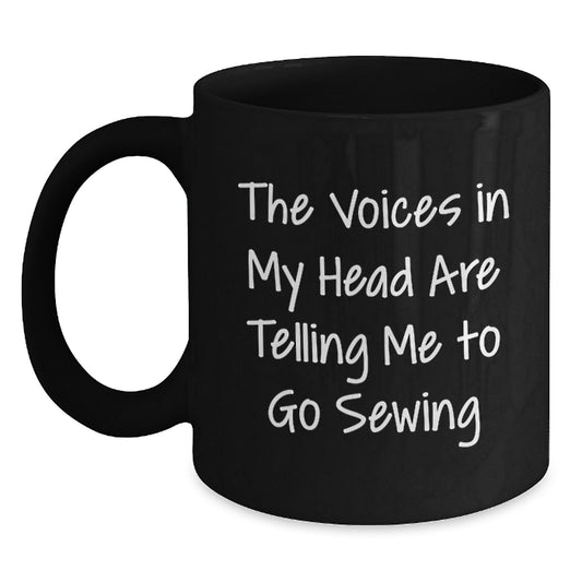 Sewing Humor Funny Birthday Unique Gift for Sewing Enthusiasts Gifts from Friends, Gifts for Sewing Lovers Black Coffee Mug - Main