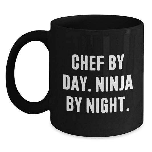 Chef By Day Ninja By Night Funny Black Coffee Mug Gifts for Chef on Birthday from Family - Main