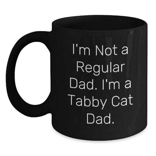 Tabby Cat Dad Funny Quote Gifts for Men Friends Coworkers Family, Black Coffee Mug, Graduation Unique Gifts from Dad, Perfect Tabby Cat Lover Gift - Main