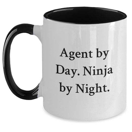 Agent By Day Ninja By Night Funny Two Tone Coffee Mug Gifts for Agent Birthday - Main