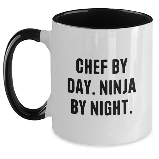 Chef By Day Ninja By Night Funny Two Tone Coffee Mug Gift for Chef Birthday - Main