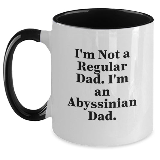 Abyssinian Cat Lover Gifts, Funny Two Tone Coffee Mug for Dad, 'I'm Not A Regular Dad. I'm An Abyssinian Dad.' Graduation Unique Gifts from Friends, Family or Coworkers - Main