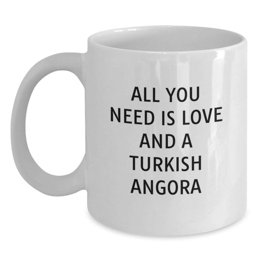 Turkish Angora Cat Gifts, All You Need is Love and a White Coffee Mug, Graduation Unique Gifts from Friends - Main