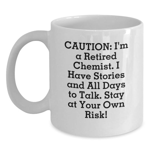 Chemist Gifts from Friends - Funny Storyteller White Coffee Mug, 11oz or 15oz, Ceramic, Microwave, Dishwasher Safe, Graduation Unique Gifts for Chemist - Main