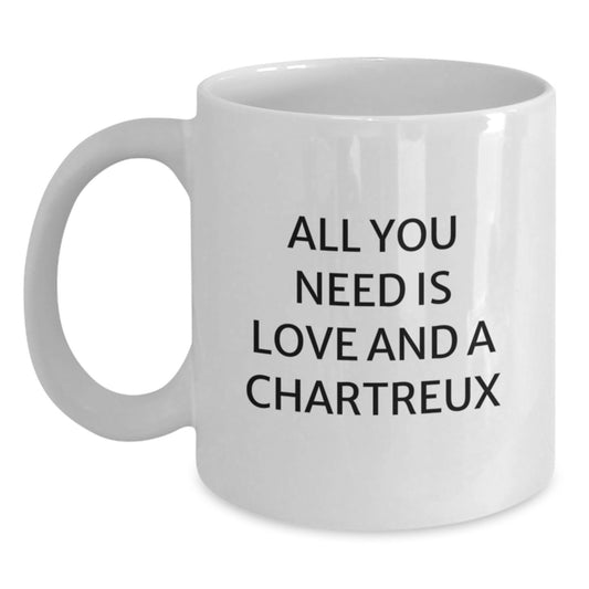 Chartreux Cat Lovers Gifts from Friends for Graduation Unique White Coffee Mugs - 'All You Need Is Love And A Chartreux' Funny Quote - Main