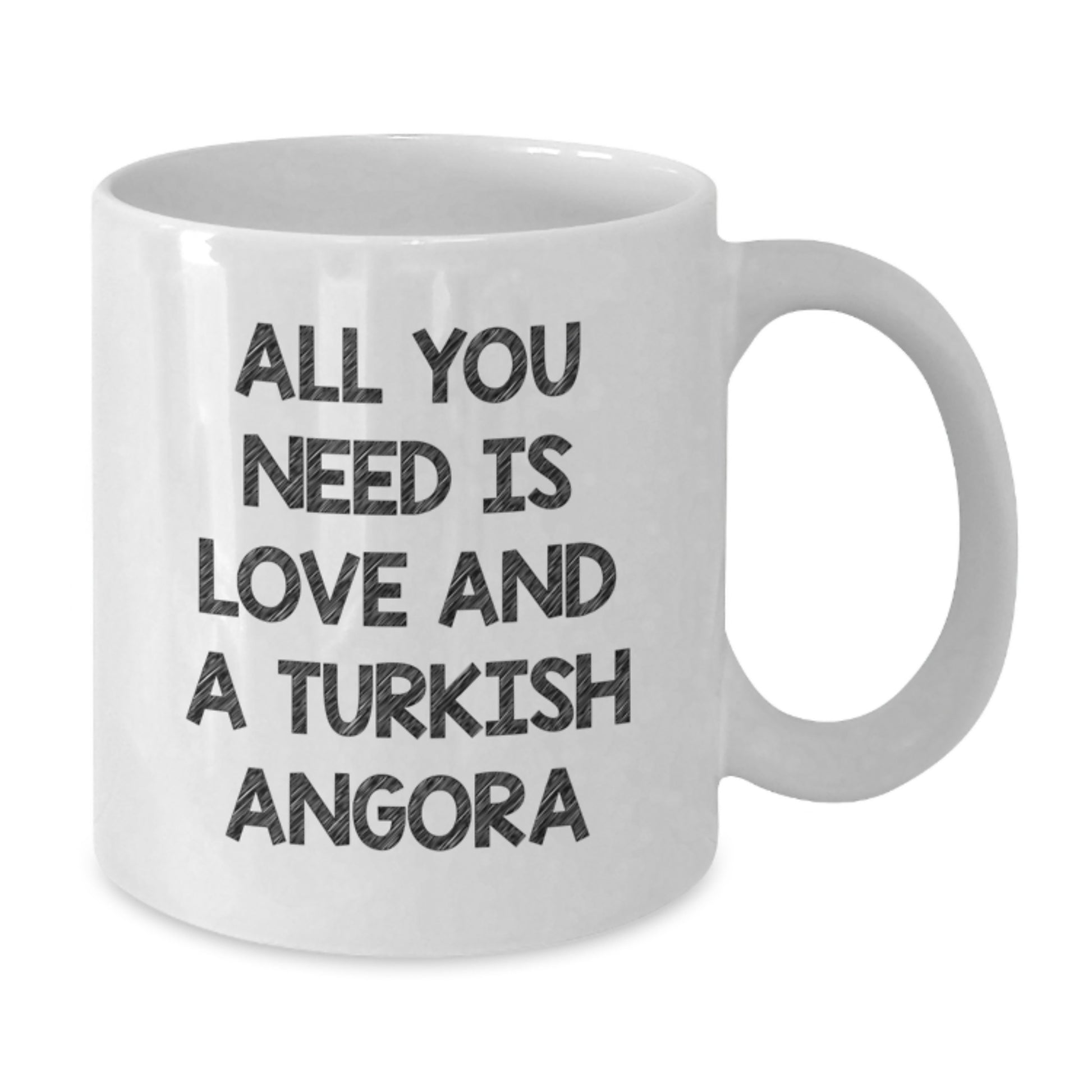 Turkish Angora Cat Lovers Gifts from Family Friends, Unique White Coffee Mug for Graduation, 'All You Need Is Love' Inspirational Quote - Additional