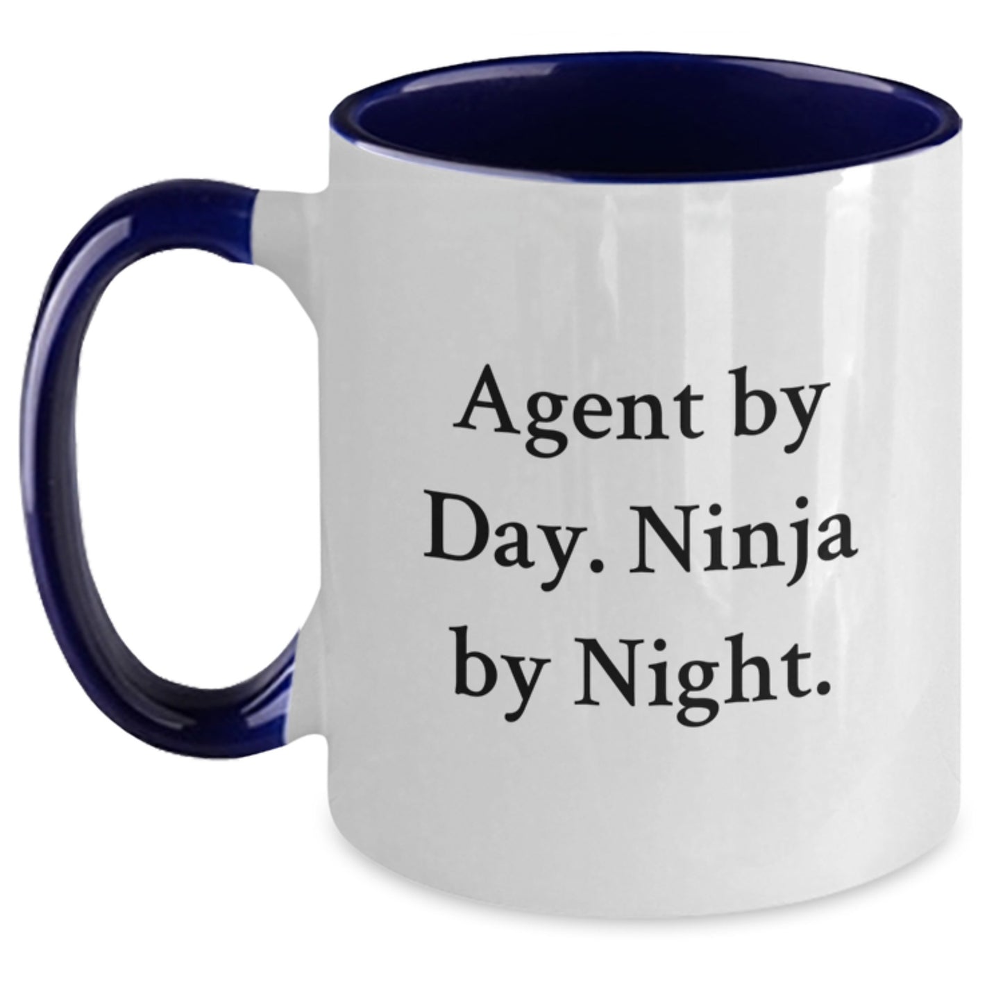 Agent By Day Ninja By Night Funny Two Tone Coffee Mug Gifts for Agent Birthday - Main