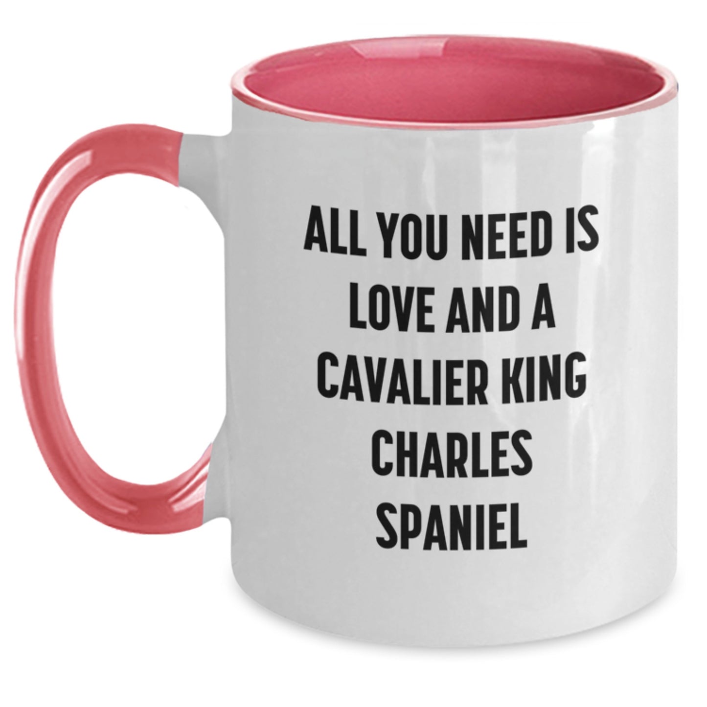 Cavalier King Charles Spaniel Dog Lovers Gifts from Friends - 'All You Need Is Love And A Cavalier King Charles Spaniel' Two Tone Coffee Mug for Graduation, Funny, Cute, and Heartwarming - Main