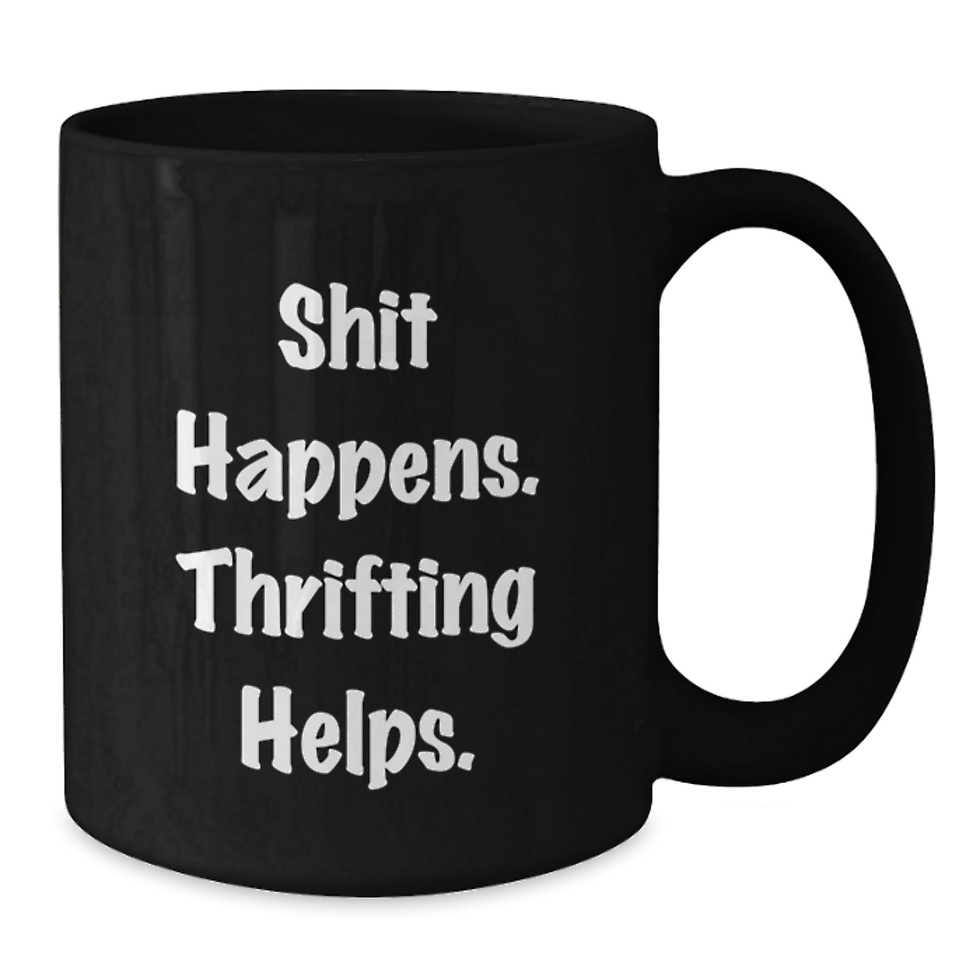 Thrifting Enthusiast's Delight, Funny Graduation Gift for Friends, Black Coffee Mug from Family - Additional