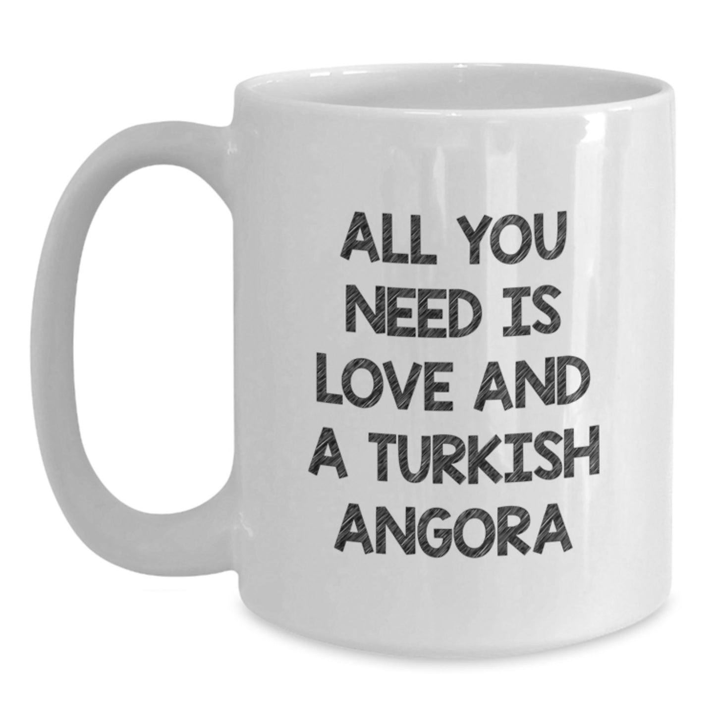 Turkish Angora Cat Lovers Gifts from Family Friends, Unique White Coffee Mug for Graduation, 'All You Need Is Love' Inspirational Quote - Main