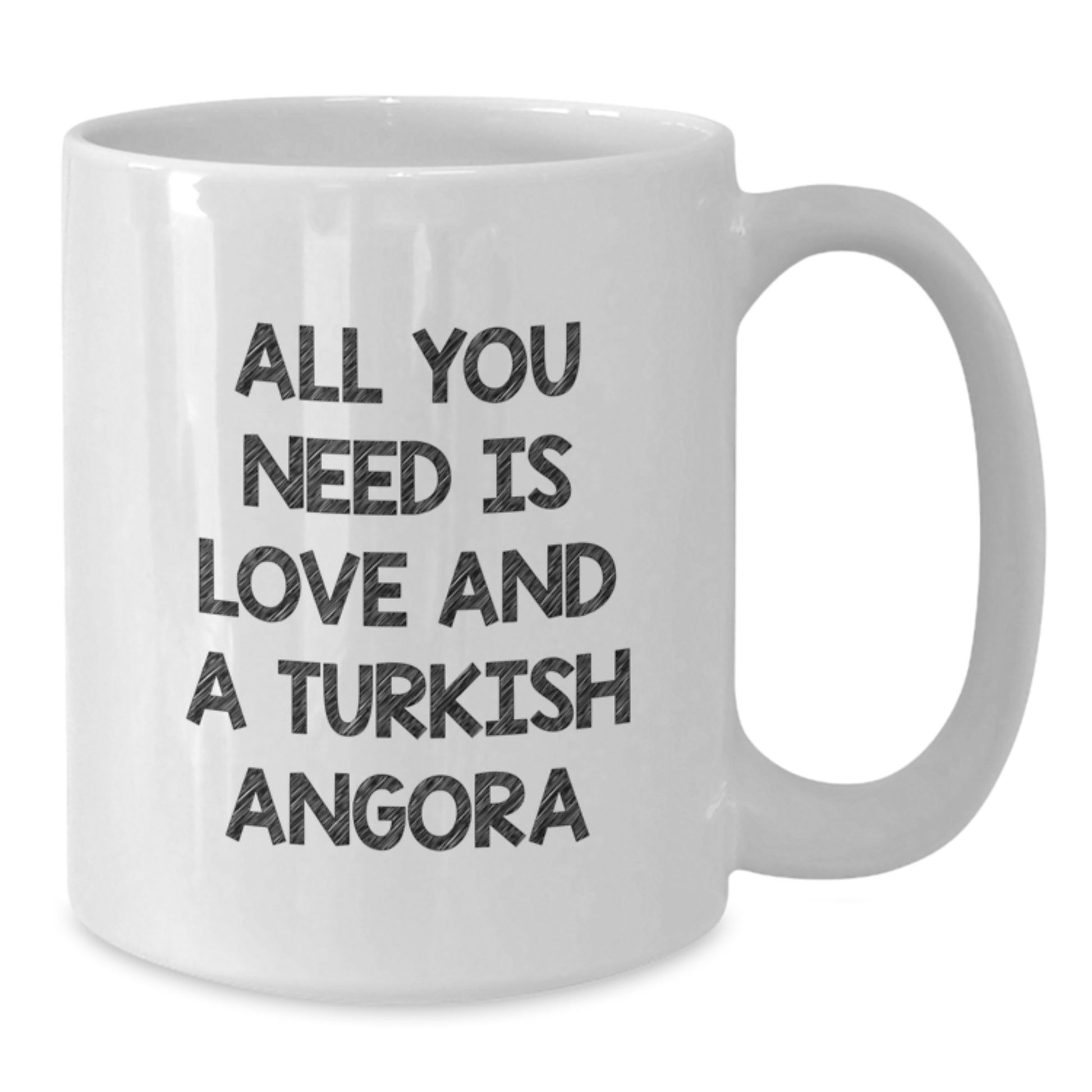 Turkish Angora Cat Lovers Gifts from Family Friends, Unique White Coffee Mug for Graduation, 'All You Need Is Love' Inspirational Quote - Additional
