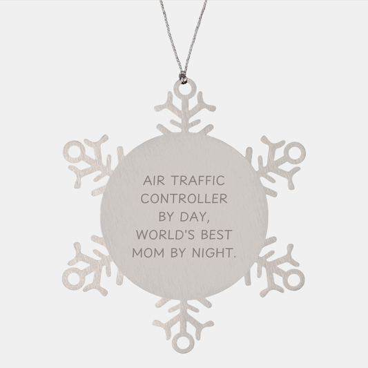 Air Traffic Controller Gift by Day, Snowflake Ornament by Night, Funny Christmas Unique Gift for Friends and Family - Image 1