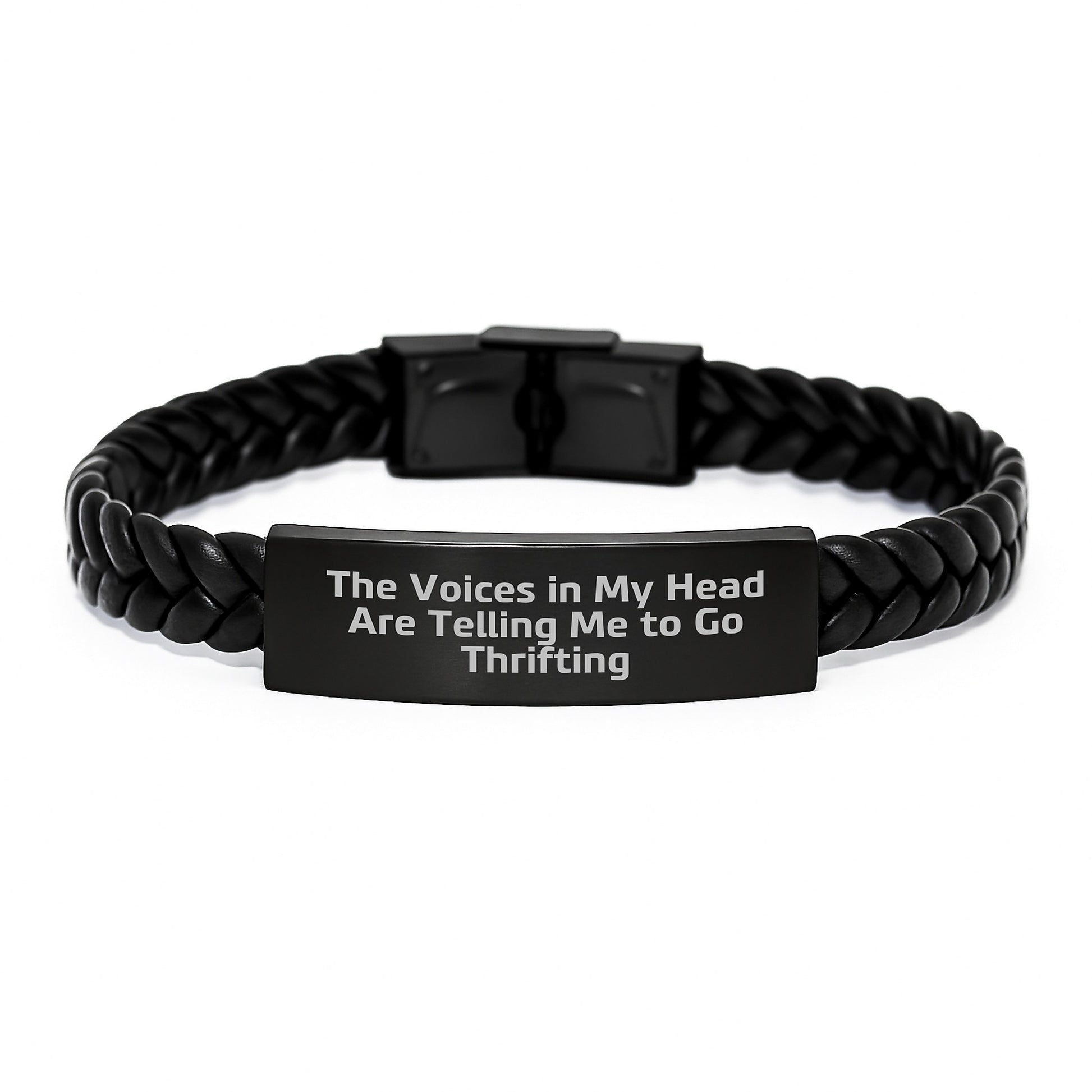 Thrifting Fun Gifts from Friends for Thrifting Lovers, Interlaced Leather Bracelet with Funny Quote, Perfect Graduation Unique Gifts from Women to Men - Image 1