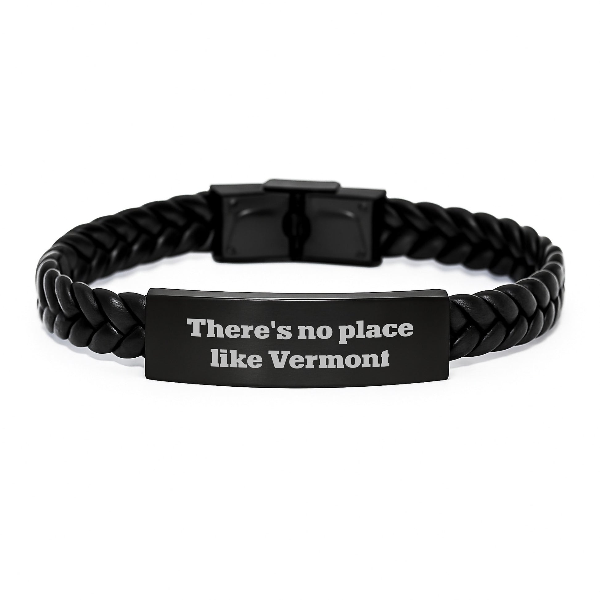 Vermont Interlaced Leather Bracelet Gifts from Friends to Family, No Place Like Home Quote, 7.87 inches Long, Birthday Unique Gifts for Men and Women - Image 1