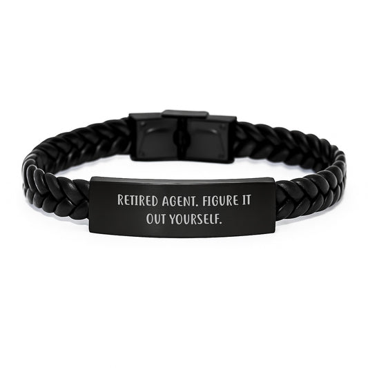 Agent Gifts from Friends, Funny Interlaced Leather Bracelet for Retired Agents, Birthday Unique Gifts - Image 1