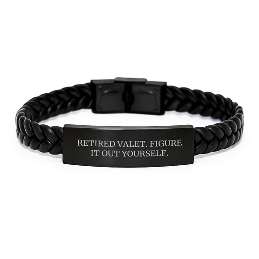 Valet's Gift of Laughter, Interlaced Leather Bracelet for Men, Funny Quote, Gifts from Friends, Birthday Unique Presents for Valet - Image 1