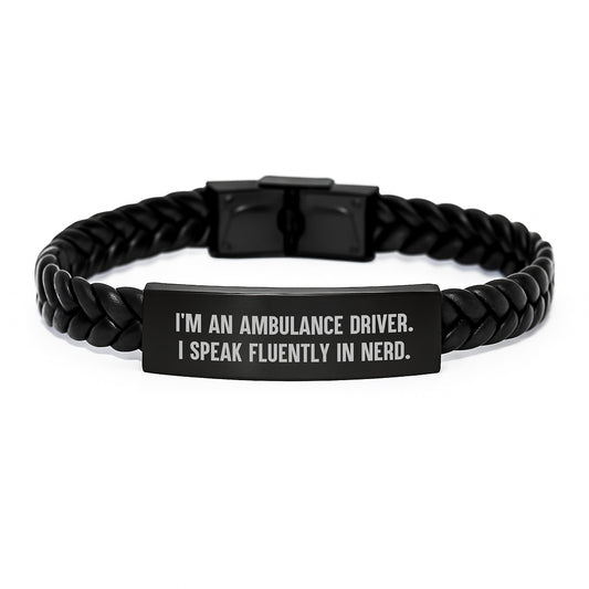 Ambulance Driver Gifts Funny Quote Interlaced Leather Bracelet, Gifts from Friends, Gifts for Ambulance Driver, Birthday Unique Gifts for Men - Image 1