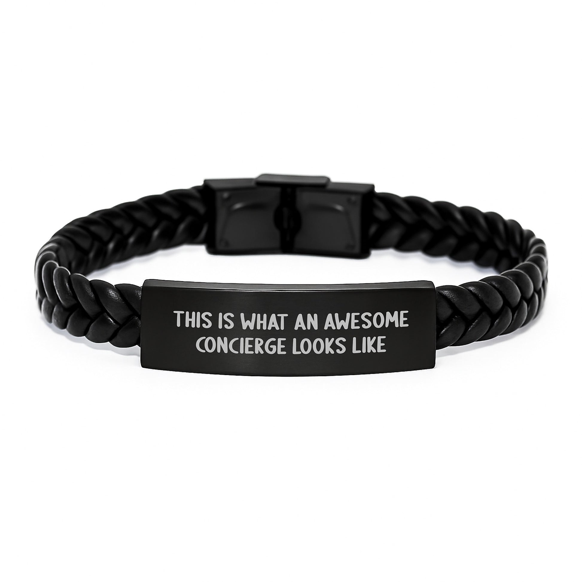 This Is What An Awesome Concierge Gifts: Interlaced Leather Birthday Unique Gifts from Men to Concierge - Inspirational Quote, Stainless Steel and PU Leather Combination - Image 1