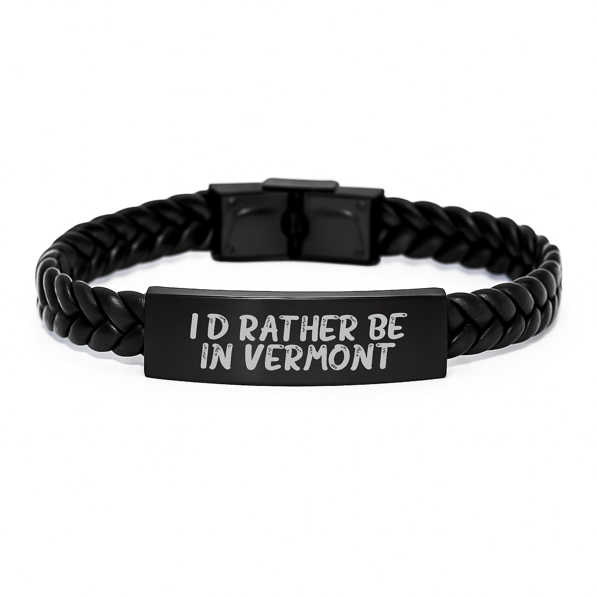 Vermont Gifts from I'd Rather Be In Vermont Interlaced Leather Bracelet for Men, Women, or Friends, Birthday Unique Gifts - Image 1