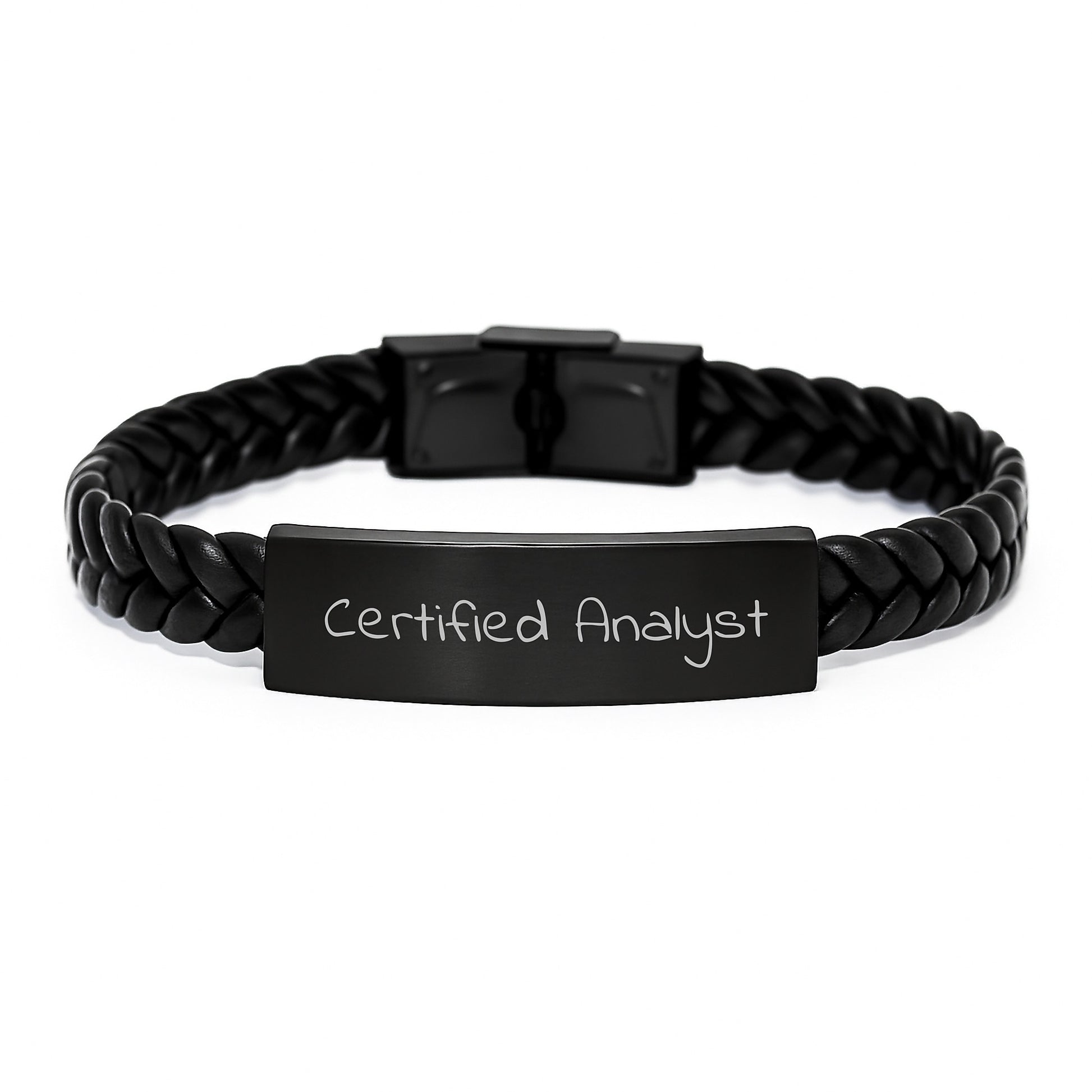 Certified Analyst Funny Quote Interlaced Leather Bracelet Gifts from Friends for Men, Christmas Unique Gifts for Analyst, Funny Quote Interlaced Leather Bracelet - Image 1