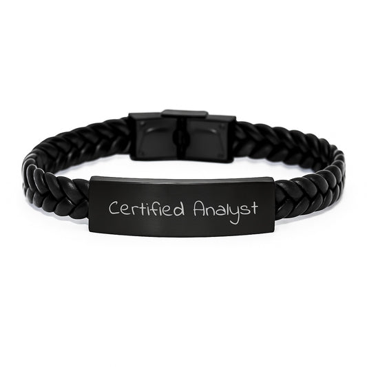 Certified Analyst Funny Quote Interlaced Leather Bracelet Gifts from Friends for Men, Christmas Unique Gifts for Analyst, Funny Quote Interlaced Leather Bracelet - Image 1