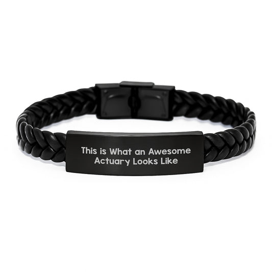 Actuary Gifts from Friends Interlaced Leather Bracelte for Birthday - 'This Is What An Awesome Actuary Looks Like' - Image 1