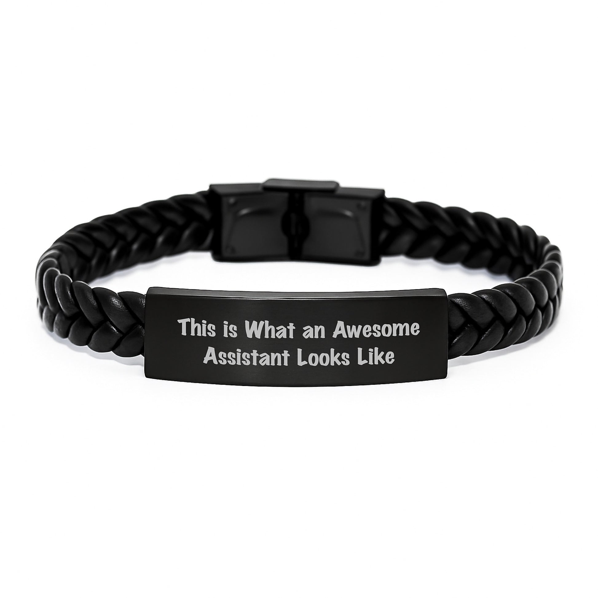Assistant Gifts from Friends, Awesome Interlaced Leather Birthday Unique Gifts for Assistant, Inspirational Quote 'This Is What An Awesome Assistant Looks Like' - Image 1