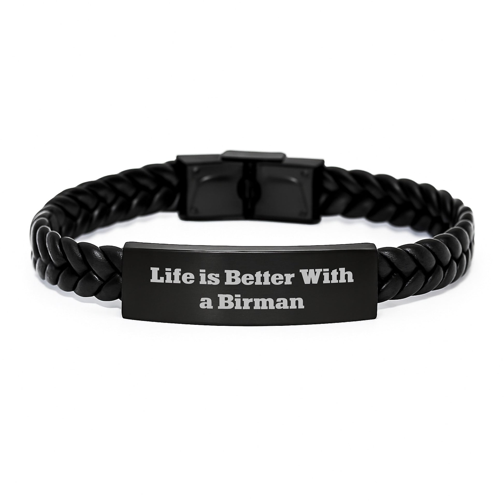 Birman Cat Lover Gifts, 'Life Is Better With A Birman' Interlaced Leather Bracelet, Gifts from Family for Graduation, Unique Gifts for Men, Women, Friends, Coworkers - 7.87 inches - Image 1