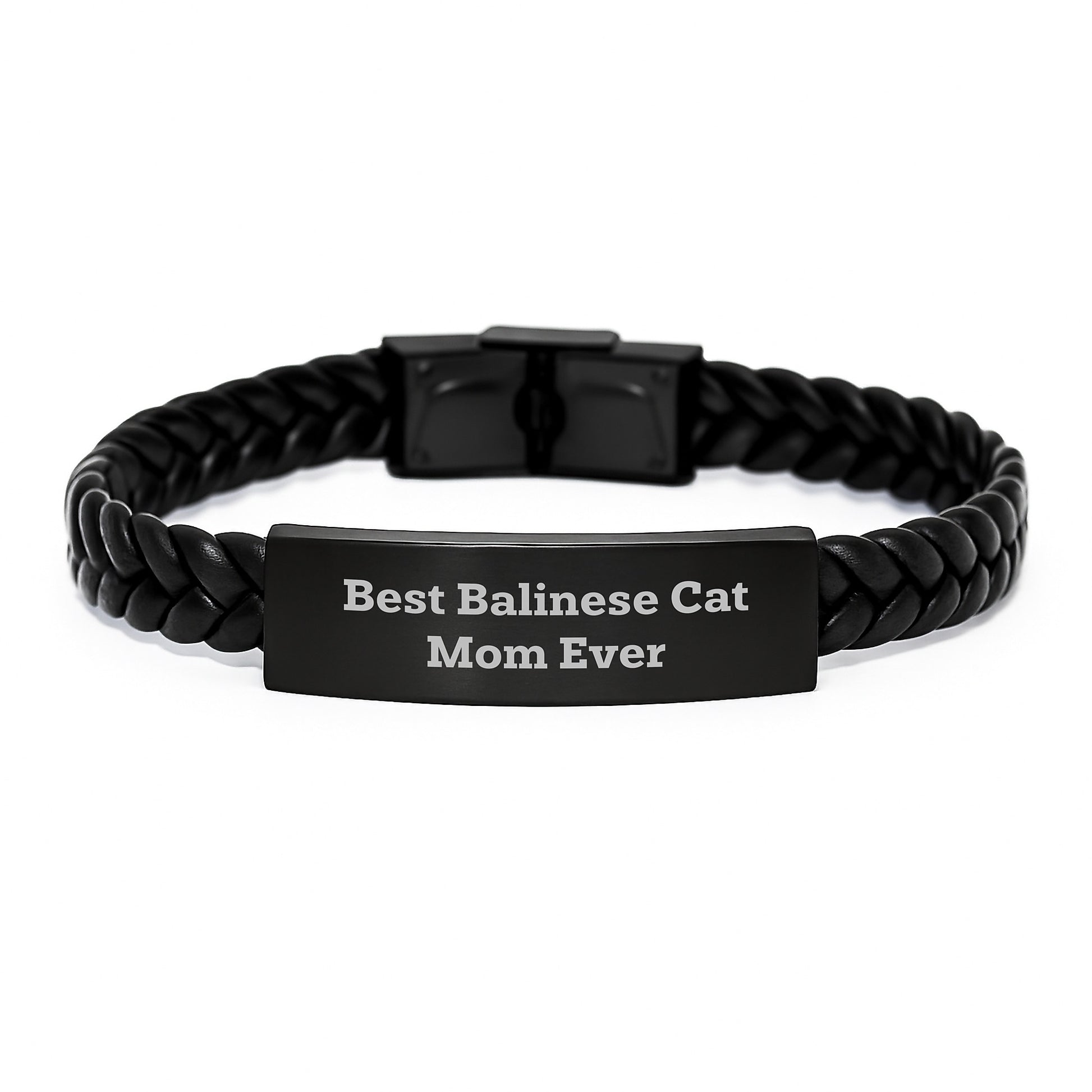 Balinese Cat Mom Gift, Funny Quote Interlaced Leather Bracelet, Best Gift for Birthday, Gifts from Mom to Daughter, Gifts for Cat Lover - Image 1