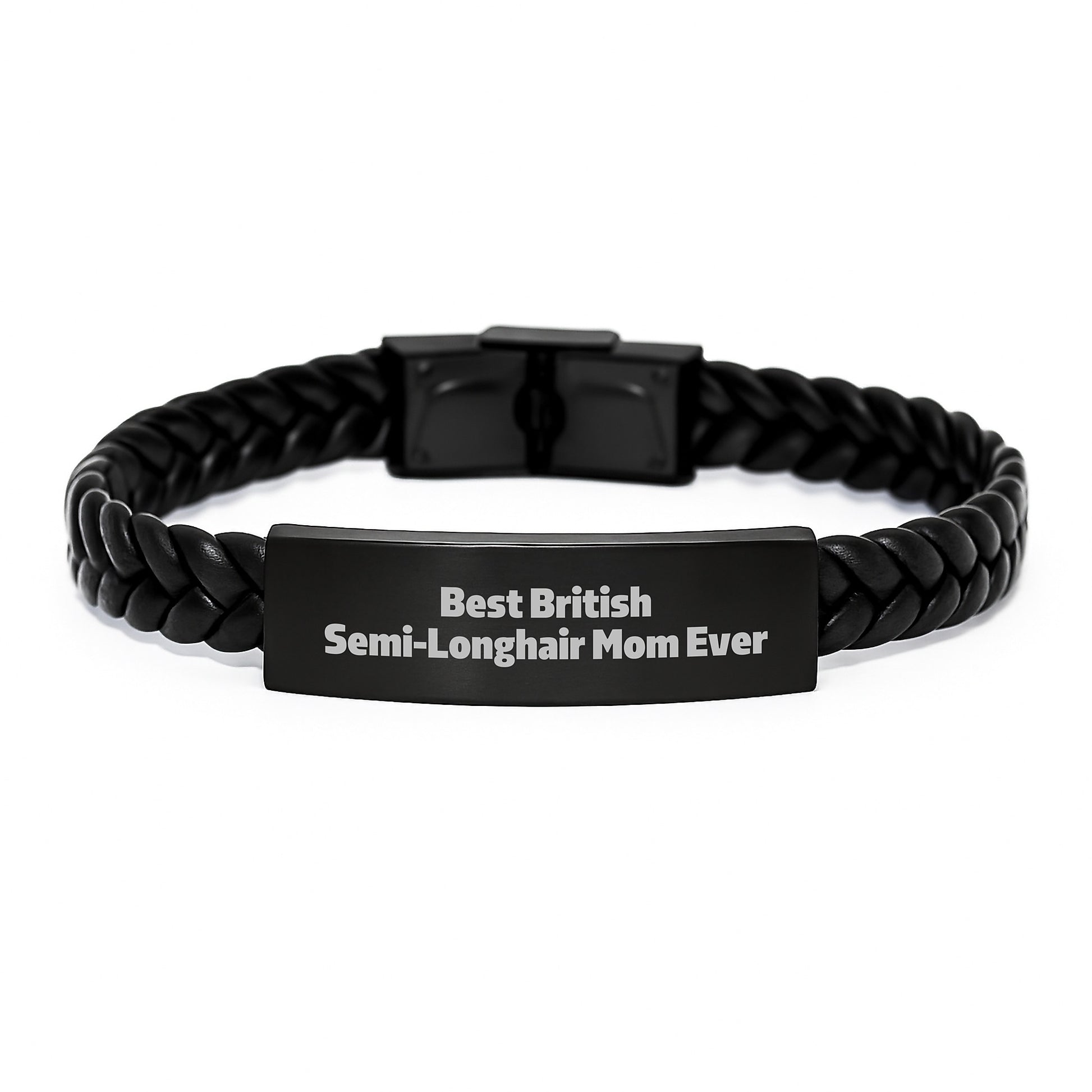 British Semi-Longhair Cat Lovers Gifts, Funny Quote Interlaced Leather Bracelet for Birthday, Gifts from Friends, Gifts for British Semi-Longhair Cat Mom, Unique Accessories - Image 1