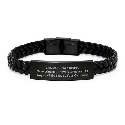 Vice-principal Humor, Interlaced Leather Bracelet, Funny Quote, Gifts from Friends for Men, Birthday Unique Gifts - Image 1