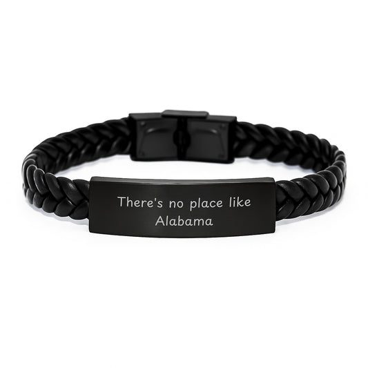 Alabama Interlaced Leather Bracelet, 'There's No Place Like Alabama' Quote, Gifts from Family to Graduates, Unique Alabama Gifts - Image 1
