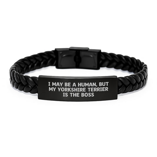 Yorkshire Terrier Dog Gifts, Funny Quote Inspired Interlaced Leather Bracelet, Birthday Unique Gifts from Men to Women, Funny Yorkshire Terrier Dog Gifts for Him Her Friend Family - Image 1