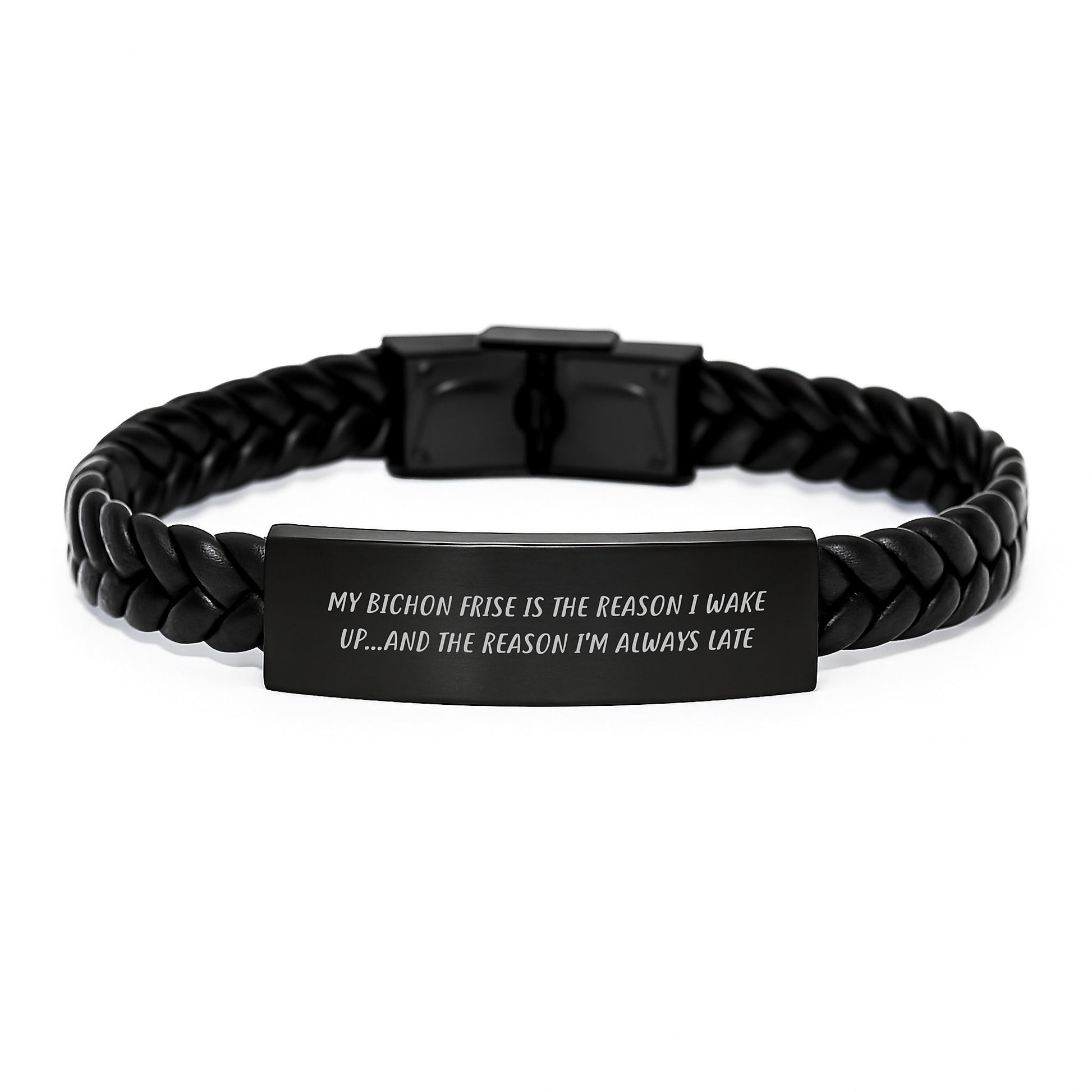 Bichon Frise Dog Gifts Funny Interlaced Leather Bracelet Birthday Presents from Friends to Family - Image 1