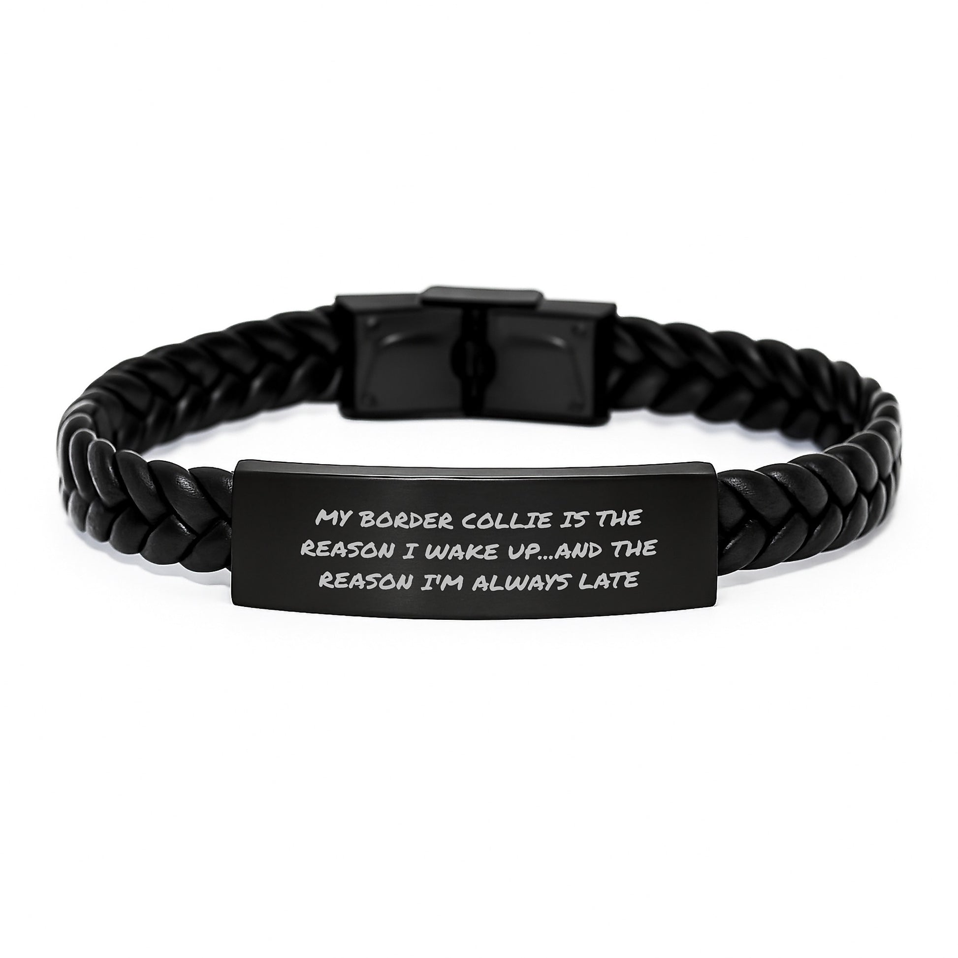 Funny Border Collie Dog Gifts from Men to Friends - Interlaced Leather Bracelet for Birthday Unique Gifts - Image 1