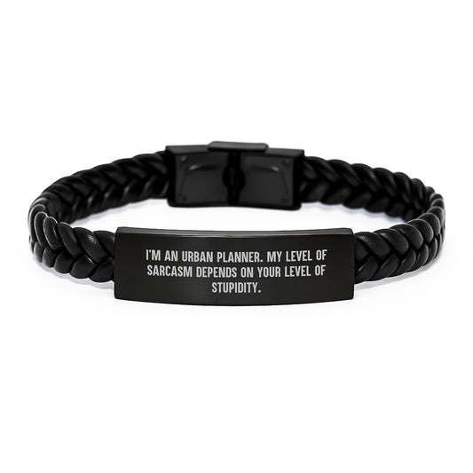 Urban Planner Gifts, Funny Quote Interlaced Leather Bracelet, Birthday Unique Gifts from Friends, Gifts for Urban Planners - Image 1