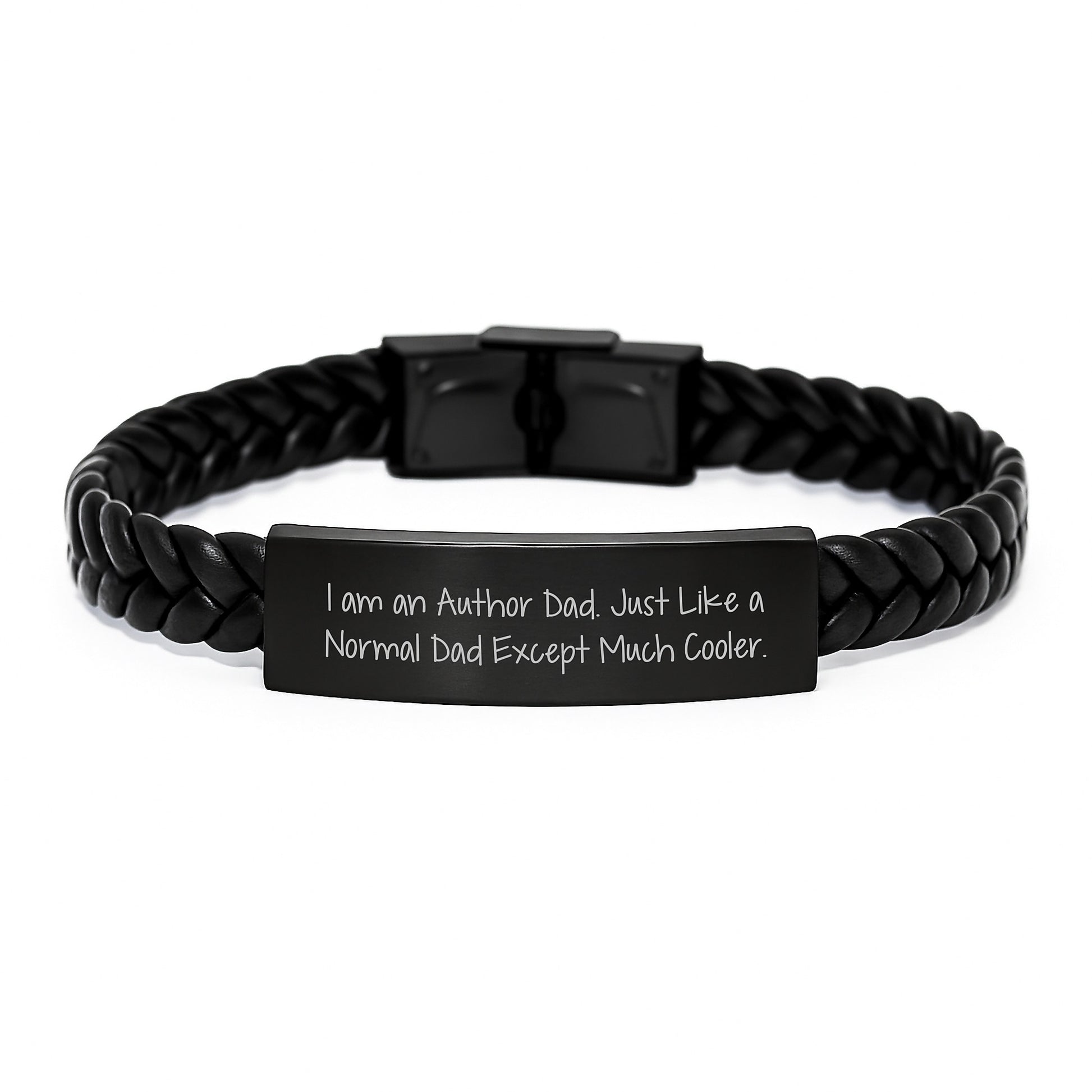 Author Dad Gifts, Funny Interlaced Leather Bracelet for Him, Unique Christmas Unique Gifts from Son to Dad, Inspirational Quote 'I Am An Author Dad' - Image 1