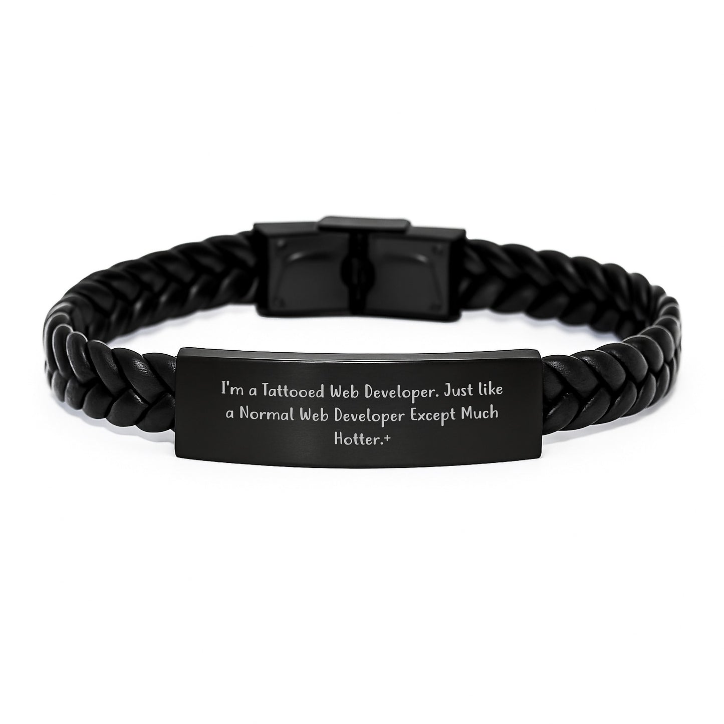 Tattooed Web Developer Leather Cuff Christmas Unique Gift for Men Friends Coworkers - Image 1