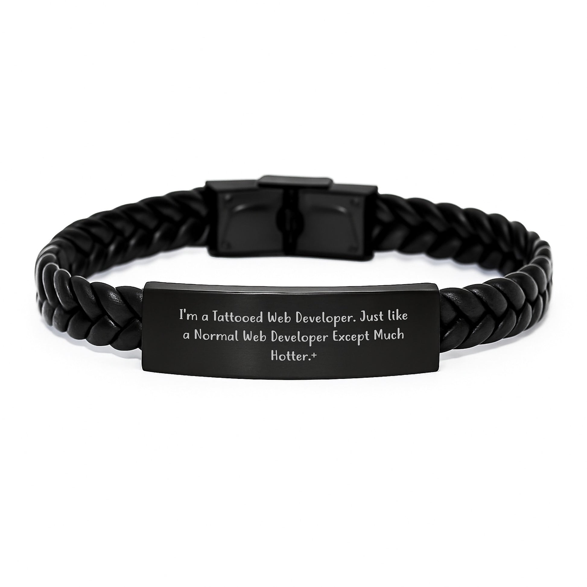 Tattooed Web Developer Leather Cuff Christmas Unique Gift for Men Friends Coworkers - Image 1