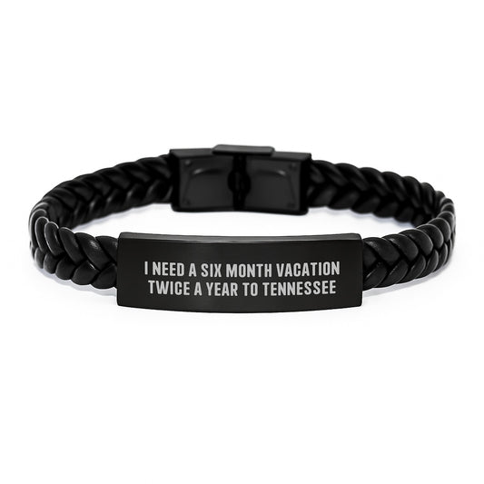 Tennessee Gifts from Friends and Family, Interlaced Leather Bracelet for Christmas Unique Gifts, Fun Quote about Tennessee Vacation - Image 1
