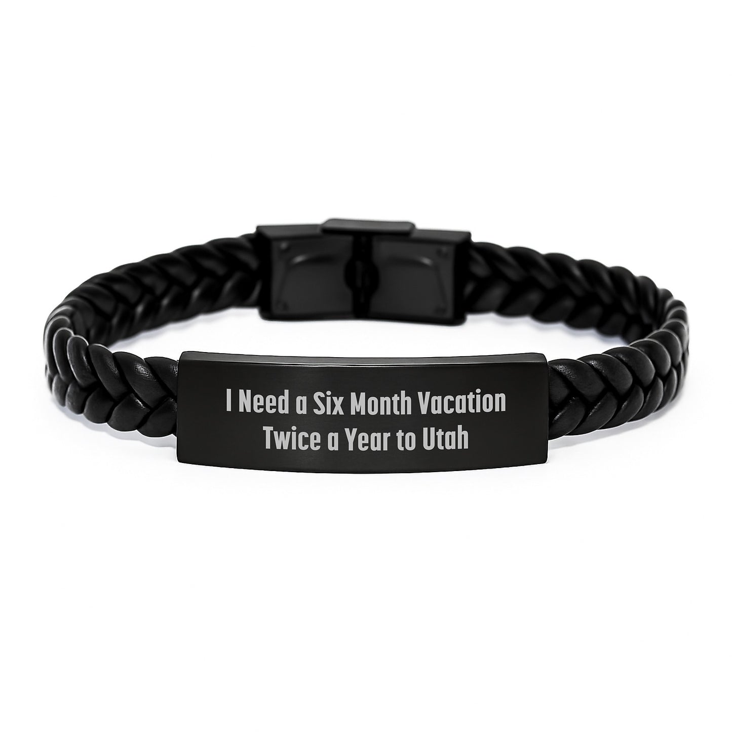 Utah Inspired Interlaced Leather Bracelet, Six Month Vacation Twist, Gifts from Friends to Family in Utah - Image 1