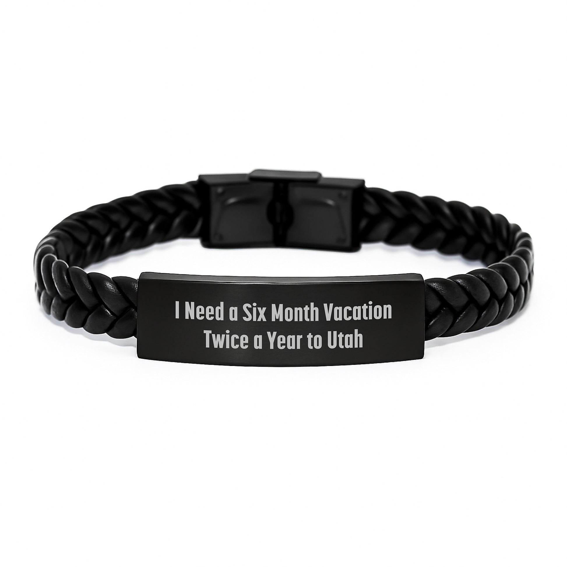 Utah Inspired Interlaced Leather Bracelet, Six Month Vacation Twist, Gifts from Friends to Family in Utah - Image 1